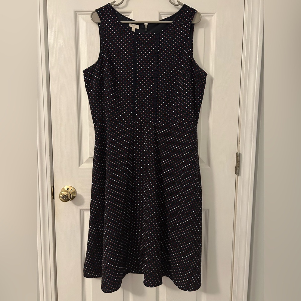 Talbots size 16 navy blue/polka dot casual dress